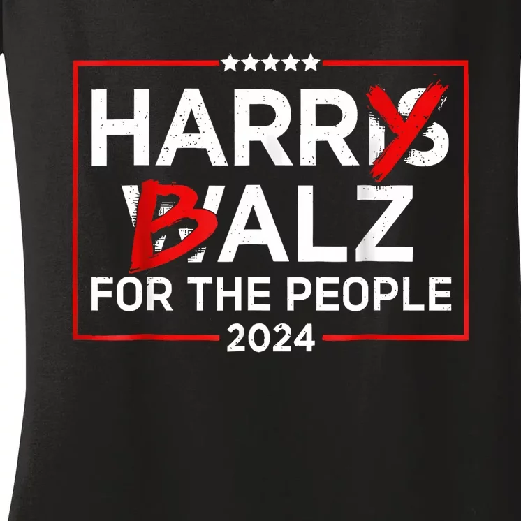 Harris Walz 24 Harry Balz For The People 2024 Democratics Women's V-Neck T-Shirt