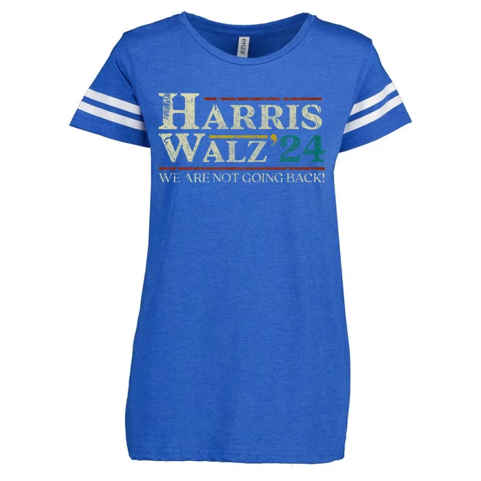 Harris Walz 2024 Election We Are Not Going Back Distressed Enza Ladies Jersey Football T-Shirt