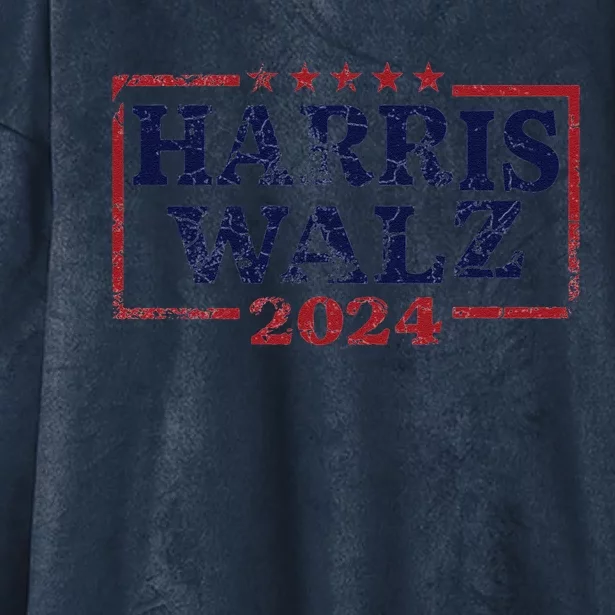 Harris Waltz 2024 Election Kamala Harris Tim Waltz 2024 Hooded Wearable Blanket