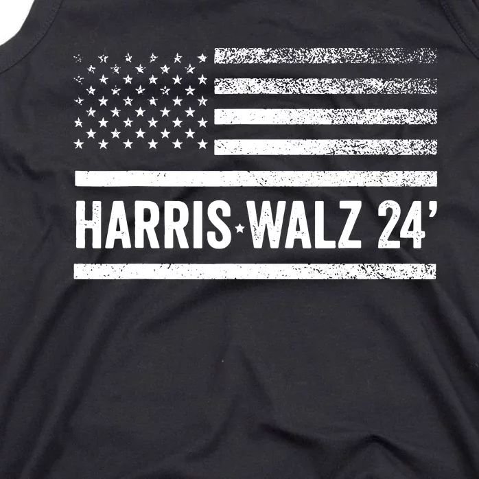 Harris Walz 2024 Election Kamala Tim Waltz American Flag Tank Top