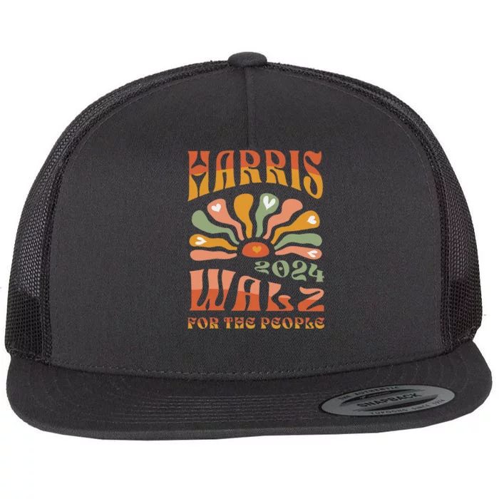 Harris Walz 2024 Election President Kamala Harris Tim Waltz Flat Bill Trucker Hat