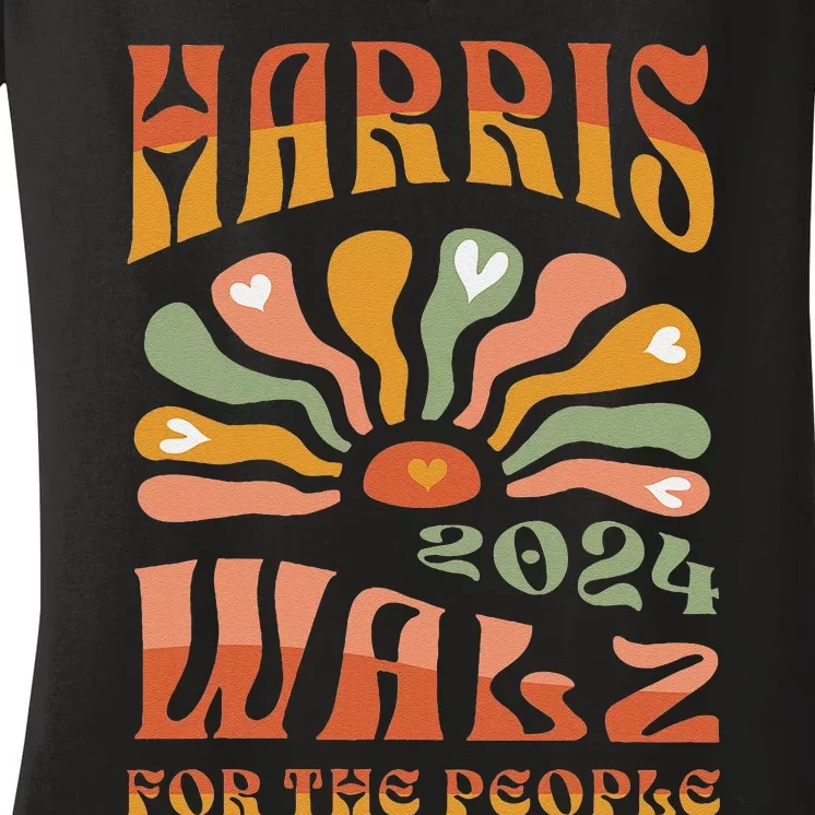 Harris Walz 2024 Election President Kamala Harris Tim Waltz Women's V-Neck T-Shirt