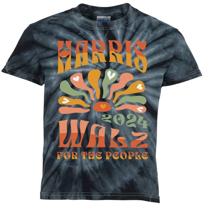 Harris Walz 2024 Election President Kamala Harris Tim Waltz Kids Tie-Dye T-Shirt