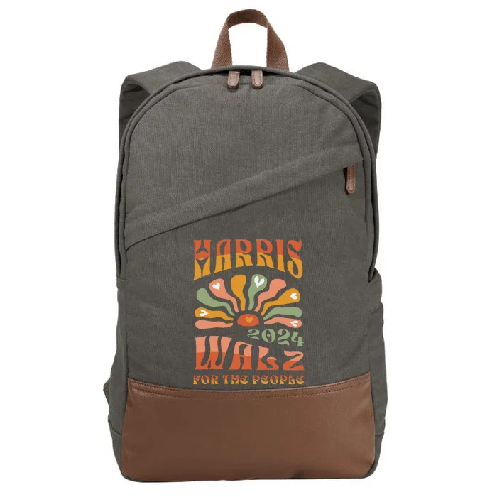 Harris Walz 2024 Election President Kamala Harris Tim Waltz Cotton Canvas Backpack