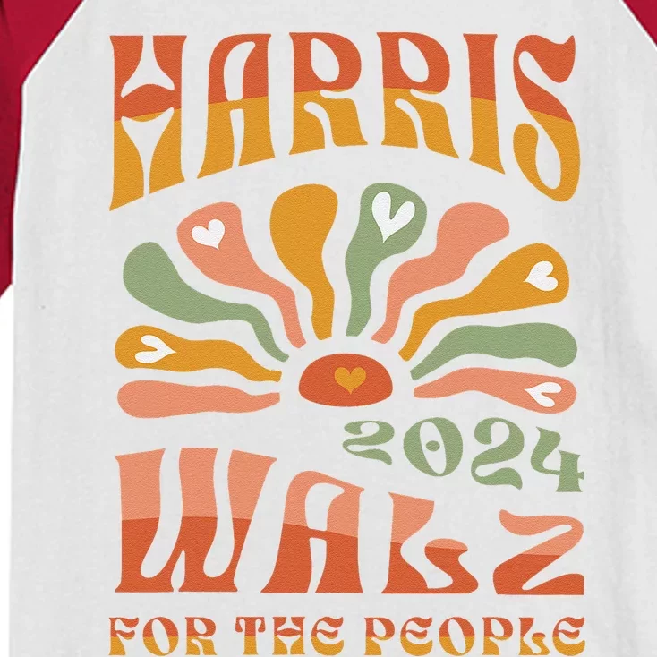 Harris Walz 2024 Election President Kamala Harris Tim Waltz Kids Colorblock Raglan Jersey