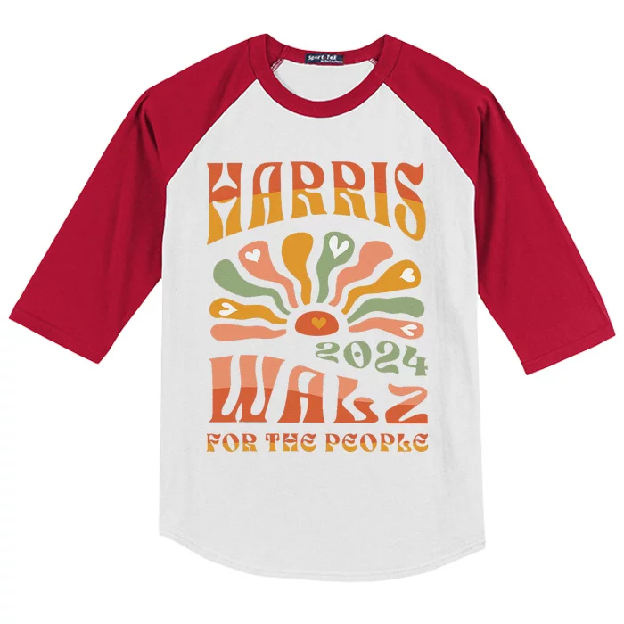 Harris Walz 2024 Election President Kamala Harris Tim Waltz Kids Colorblock Raglan Jersey