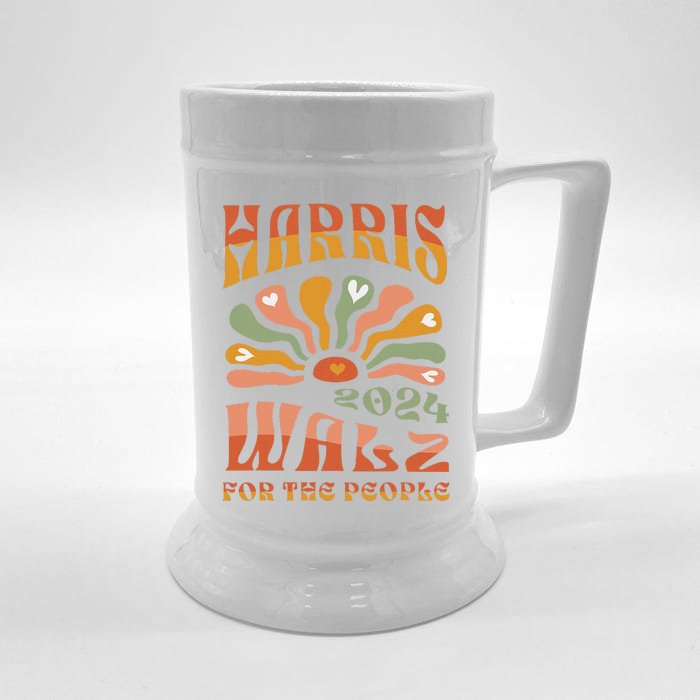 Harris Walz 2024 Election President Kamala Harris Tim Waltz Front & Back Beer Stein