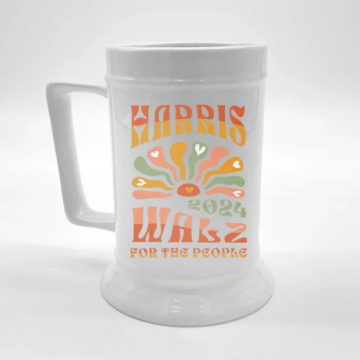 Harris Walz 2024 Election President Kamala Harris Tim Waltz Front & Back Beer Stein