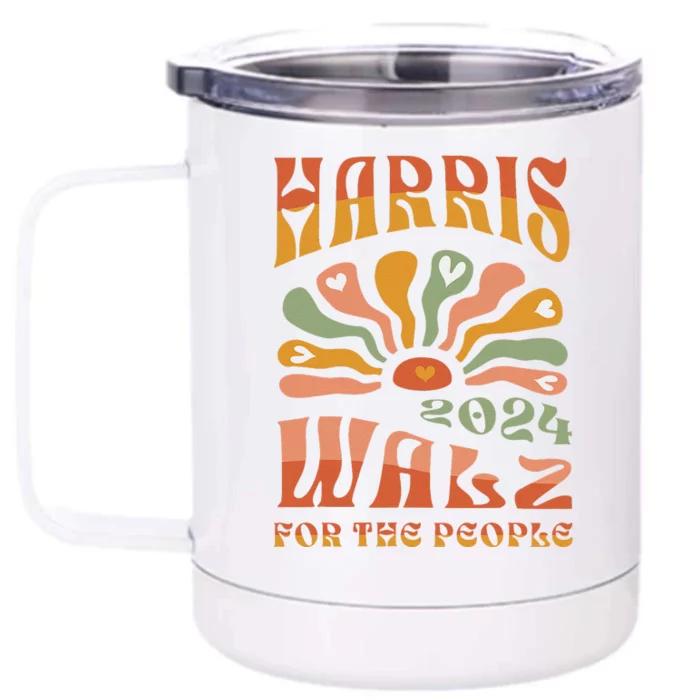 Harris Walz 2024 Election President Kamala Harris Tim Waltz Front & Back 12oz Stainless Steel Tumbler Cup