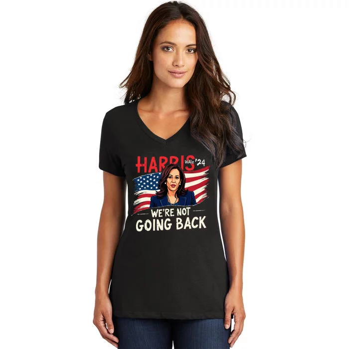 Harris Walz 2024 Kamala Harris 2024 Tim Walz 2024 Usa Flag Women's V-Neck T-Shirt