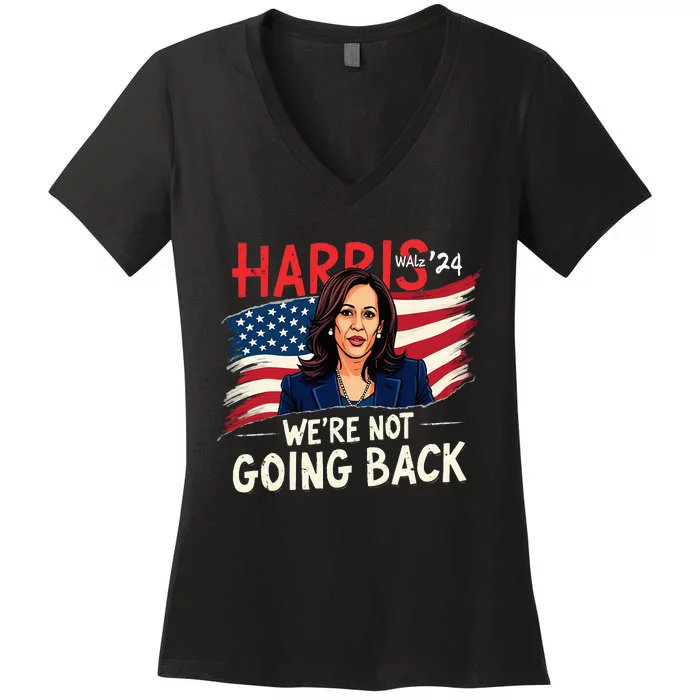 Harris Walz 2024 Kamala Harris 2024 Tim Walz 2024 Usa Flag Women's V-Neck T-Shirt