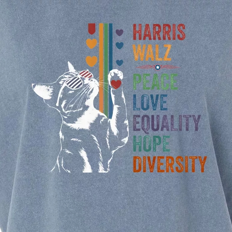 Harris Waltz 2024 Cat Peace Love Equality Hope Diversity Garment-Dyed Women's Muscle Tee