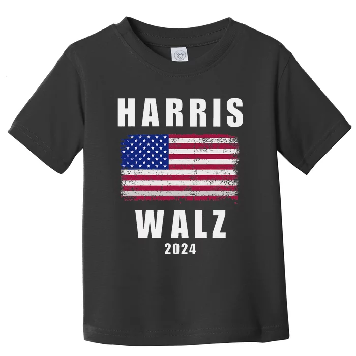 Harris Walz 2024 Kamala Harris 2024 Tim Walz 2024 Usa Flag Toddler T-Shirt