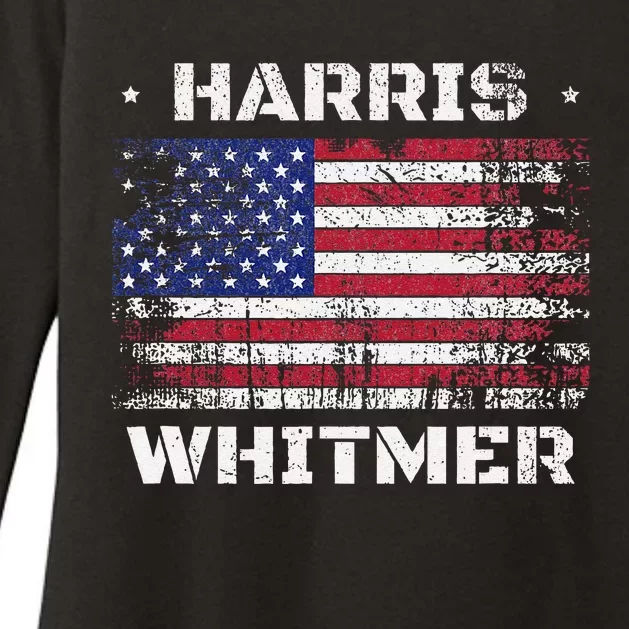 Harris Whitmer 2024 Distressed Us Flag Election President Womens CVC Long Sleeve Shirt