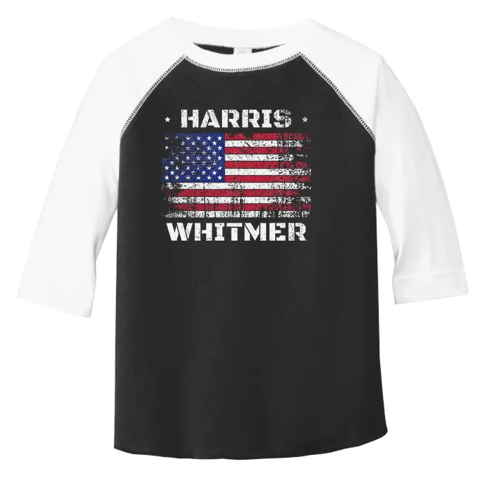 Harris Whitmer 2024 Distressed Us Flag Election President Toddler Fine Jersey T-Shirt