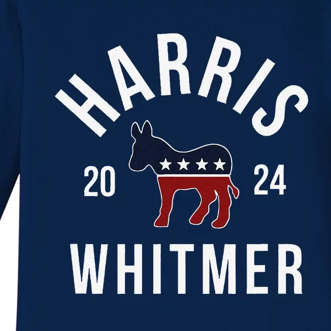 Harris Whitmer 2024 Vote Kamala Harris Gretchen Whitmer 24 Baby Long Sleeve Bodysuit