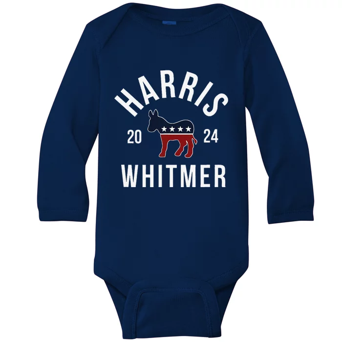 Harris Whitmer 2024 Vote Kamala Harris Gretchen Whitmer 24 Baby Long Sleeve Bodysuit