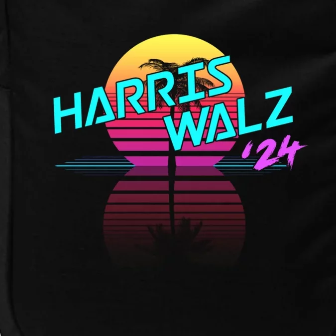 Harris Walz 24 Synthwave Outrun 80s 90s Retro Coconut Tree Gift Impact Tech Backpack