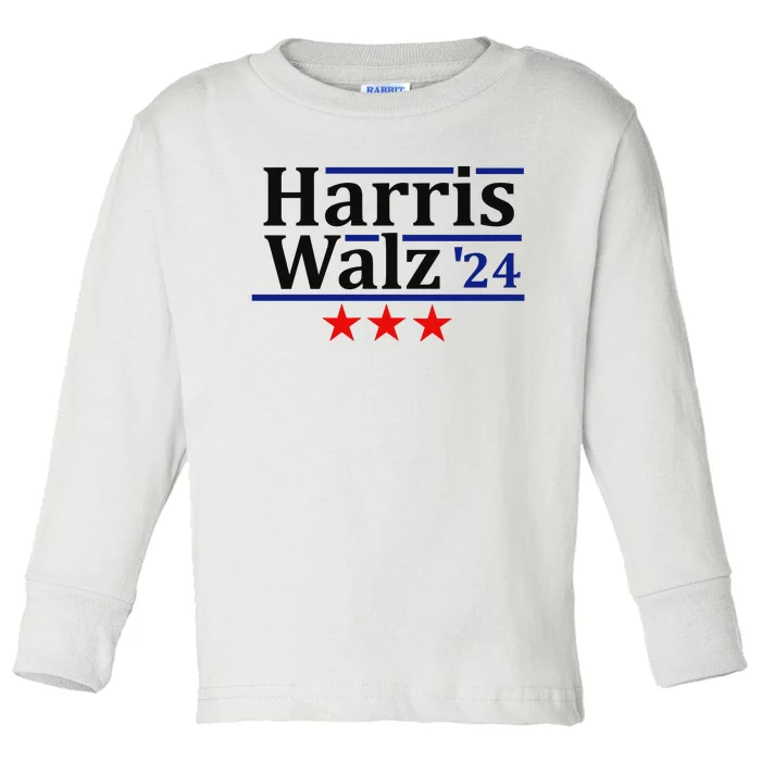 Harris Walz 24 Classic Patriotic Campaign Design Toddler Long Sleeve Shirt