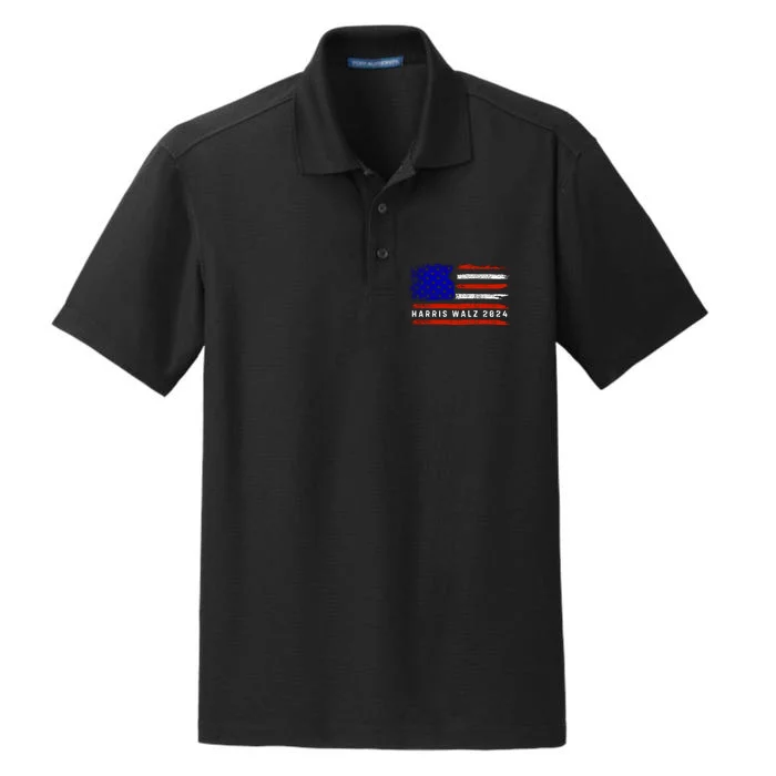 Harris Walz 2024 Usa Flag Dry Zone Grid Performance Polo