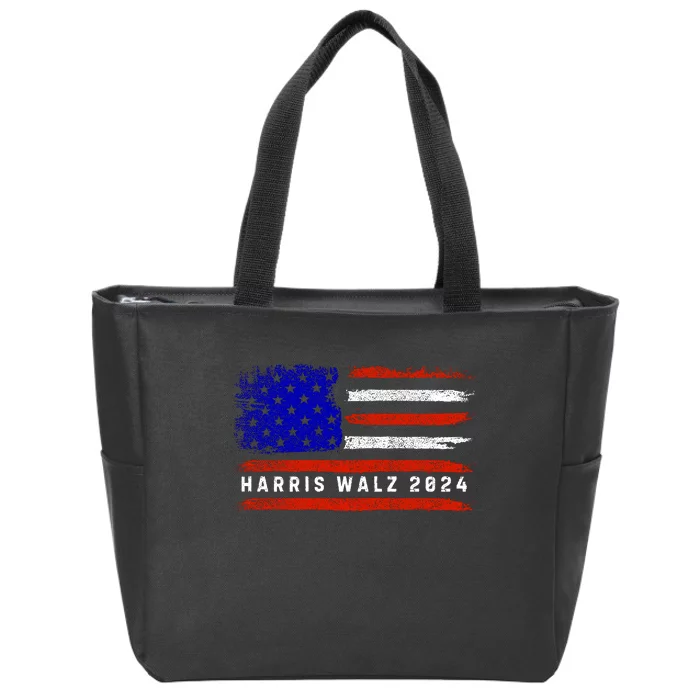 Harris Walz 2024 Usa Flag Zip Tote Bag