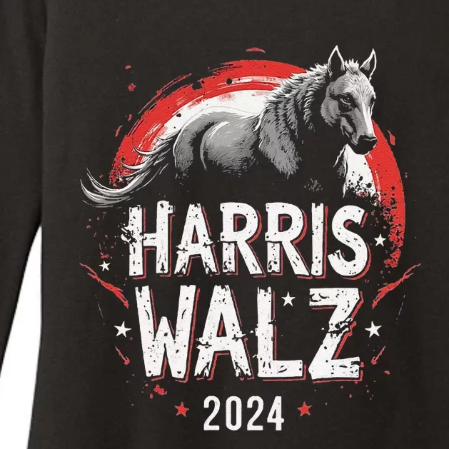 Harris Walz 2024 Wolf Womens CVC Long Sleeve Shirt