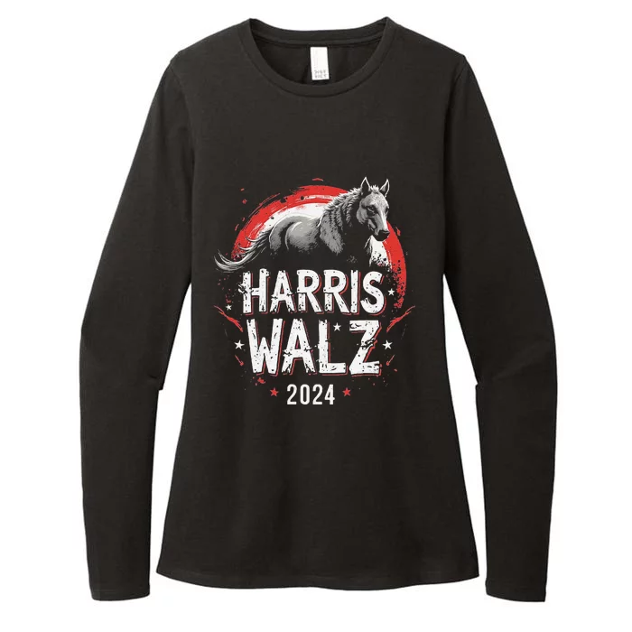 Harris Walz 2024 Wolf Womens CVC Long Sleeve Shirt