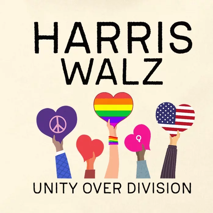 Harris Waltz 2024 Unity Over Division Zip Tote Bag