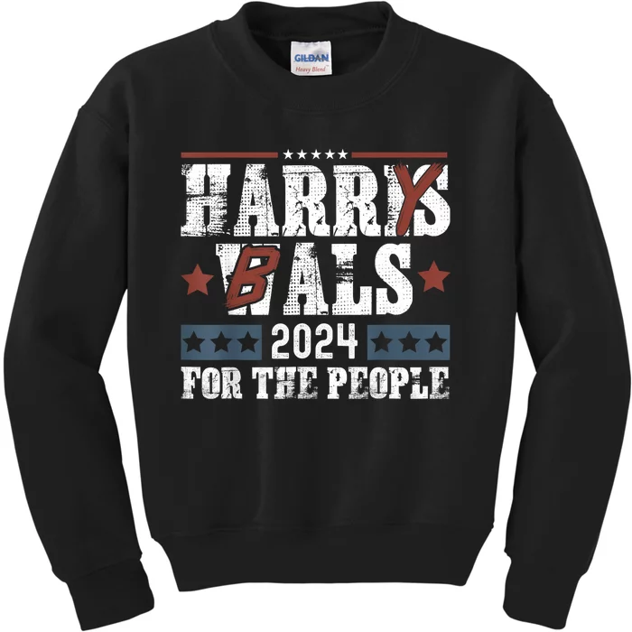 Harris Walz 24 Harry Balz 2024 Meme Democratics Vote Kids Sweatshirt