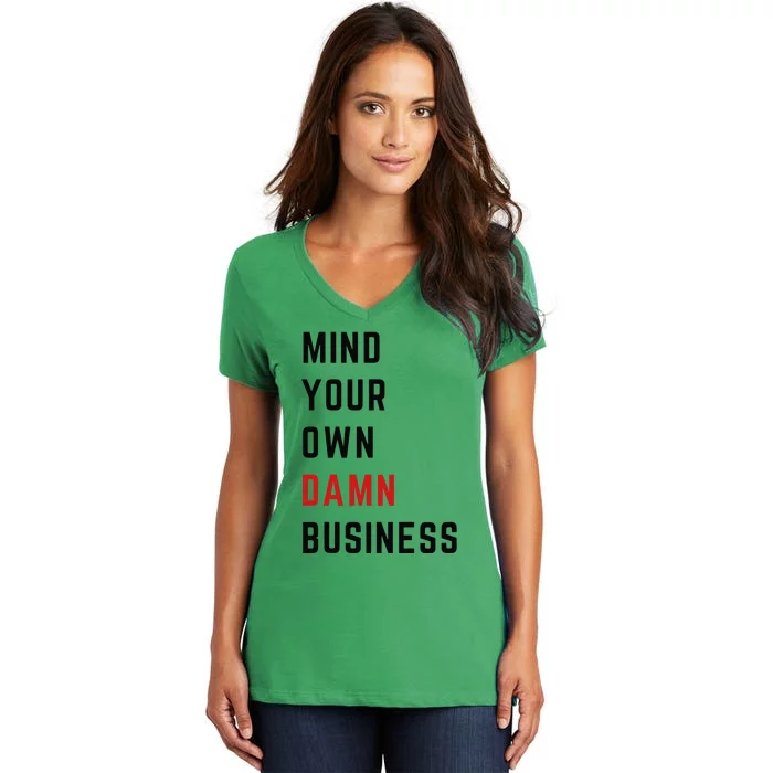 Harris Walz 2024 Mind Your Own Damn Business Retro Vintage Women's V-Neck T-Shirt