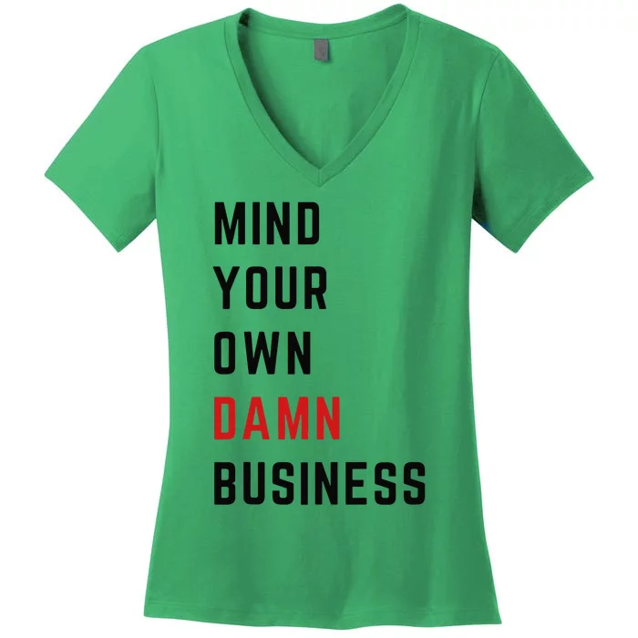 Harris Walz 2024 Mind Your Own Damn Business Retro Vintage Women's V-Neck T-Shirt