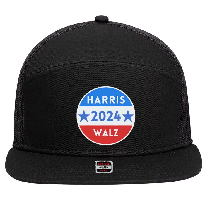 Harris Walz 2024 Kamala Harris 2024 Tim Walz 2024 Usa Flag 7 Panel Mesh Trucker Snapback Hat