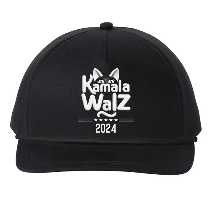 Harris Walz 2024 Funny Cat Election Kamala Harris Tim Waltz Snapback Five-Panel Rope Hat