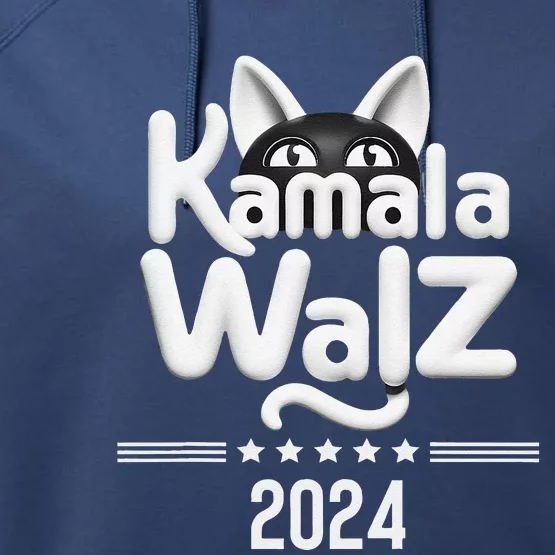 Harris Walz 2024 Funny Cat Election Kamala Harris Tim Waltz Performance Fleece Hoodie