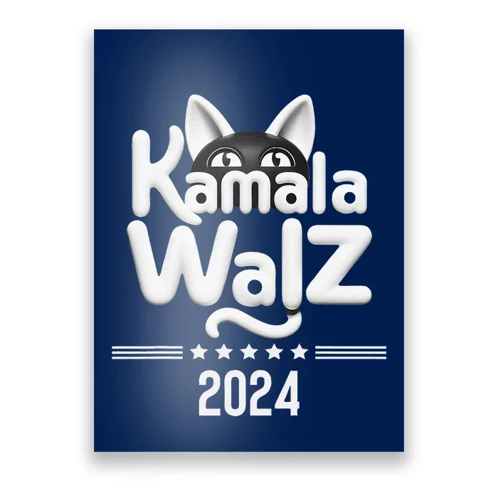 Harris Walz 2024 Funny Cat Election Kamala Harris Tim Waltz Poster