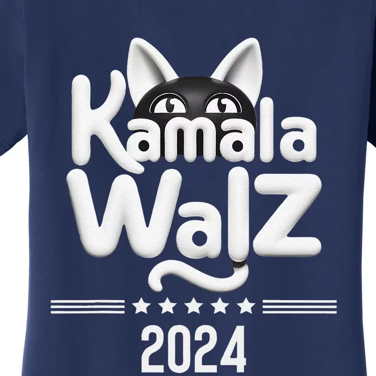 Harris Walz 2024 Funny Cat Election Kamala Harris Tim Waltz Women's T-Shirt