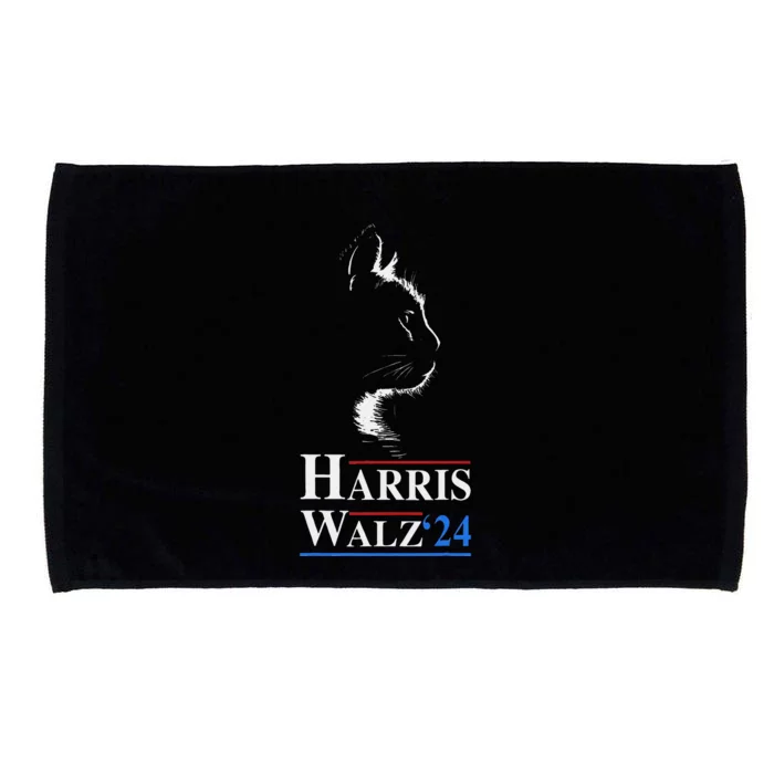 Harris Waltz 2024 Election Funny Cat Kamala Harris Tim Walz Microfiber Hand Towel