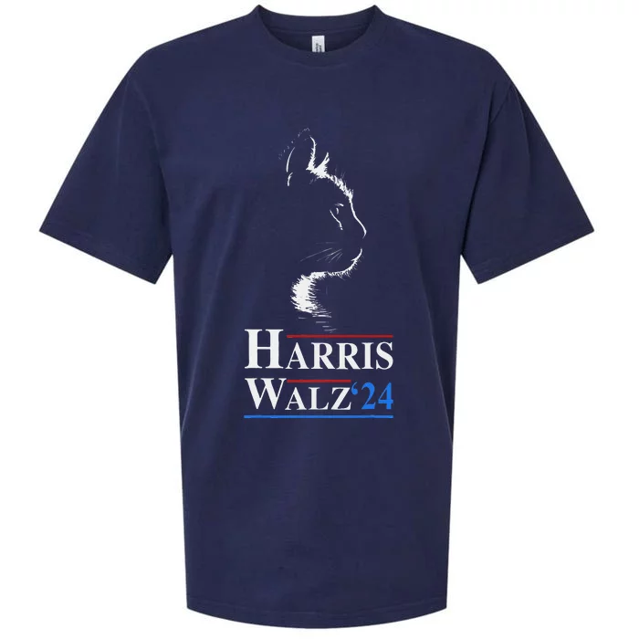 Harris Waltz 2024 Election Funny Cat Kamala Harris Tim Walz Sueded Cloud Jersey T-Shirt