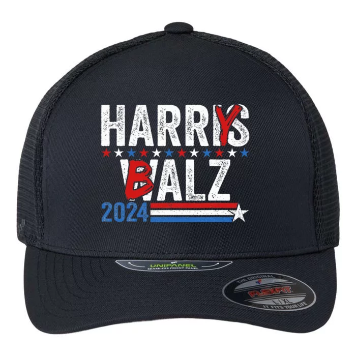 Harris Walz 24 Harry Balz 2024 Meme Democratics Vote Flexfit Unipanel Trucker Cap