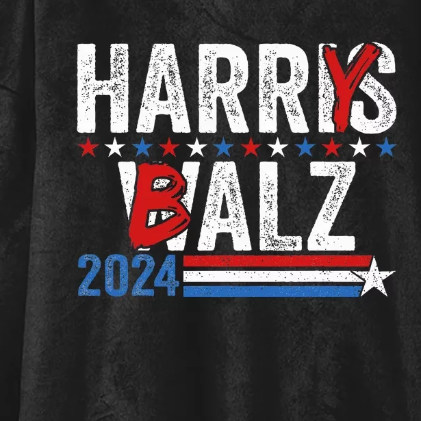 Harris Walz 24 Harry Balz 2024 Meme Democratics Vote Hooded Wearable Blanket