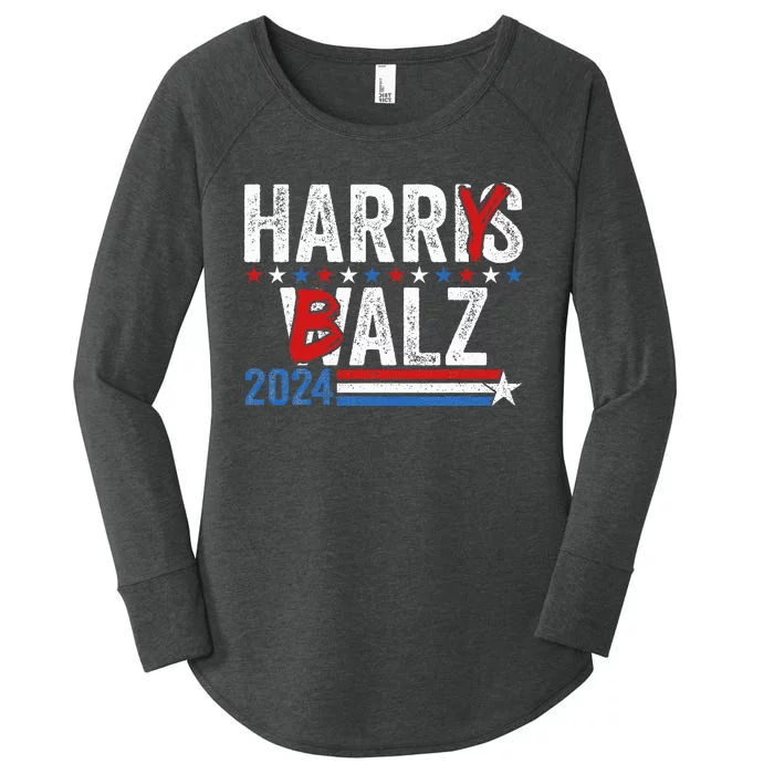 Harris Walz 24 Harry Balz 2024 Meme Democratics Vote Women's Perfect Tri Tunic Long Sleeve Shirt