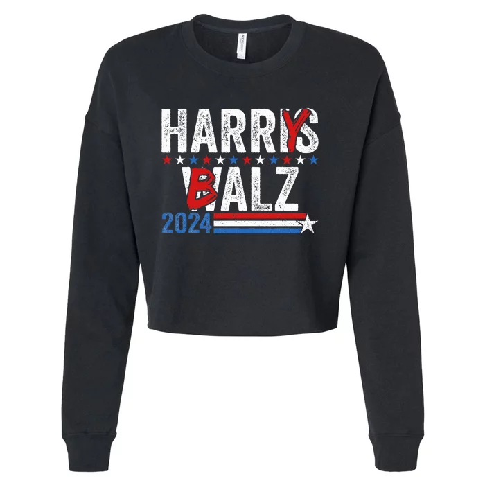 Harris Walz 24 Harry Balz 2024 Meme Democratics Vote Cropped Pullover Crew