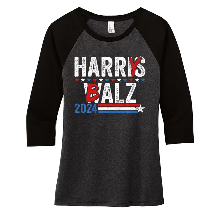 Harris Walz 24 Harry Balz 2024 Meme Democratics Vote Women's Tri-Blend 3/4-Sleeve Raglan Shirt