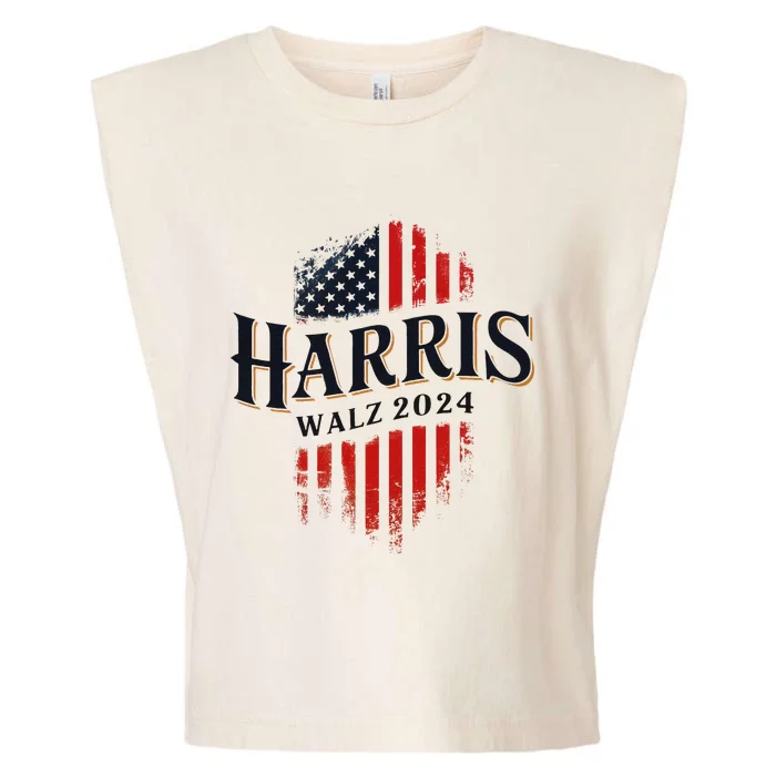 Harris Walz 2024 Vote Blue Tim Kamala Election Art Garment-Dyed Women's Muscle Tee