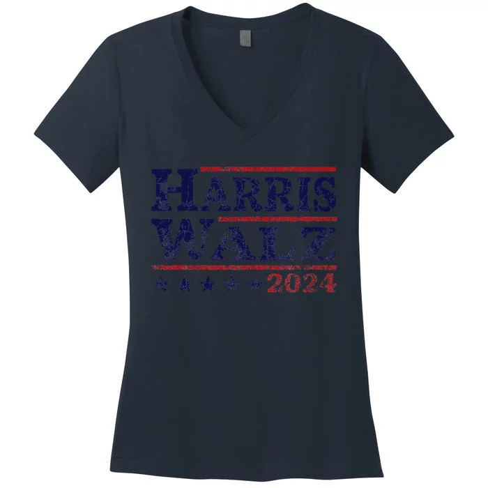 Harris Waltz 2024 Election Kamala Harris Tim Waltz 2024 Women's V-Neck T-Shirt