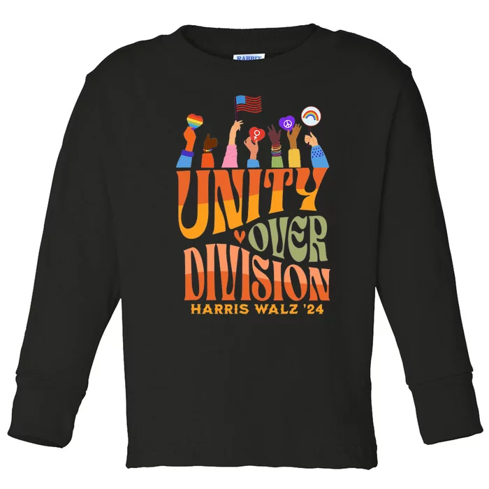 Harris Waltz 2024 Unity Over Division Toddler Long Sleeve Shirt