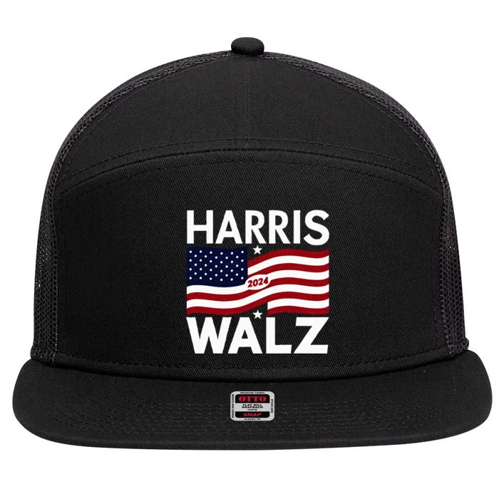 Harris Walz 2024 Election Kamala Harris Tim Waltz 2024 7 Panel Mesh Trucker Snapback Hat