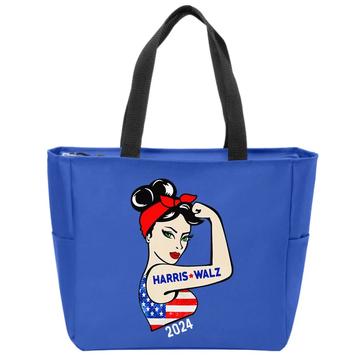 Harris Waltz 2024 Election Kamala Harris Tim Waltz 24 Women Gift Zip Tote Bag