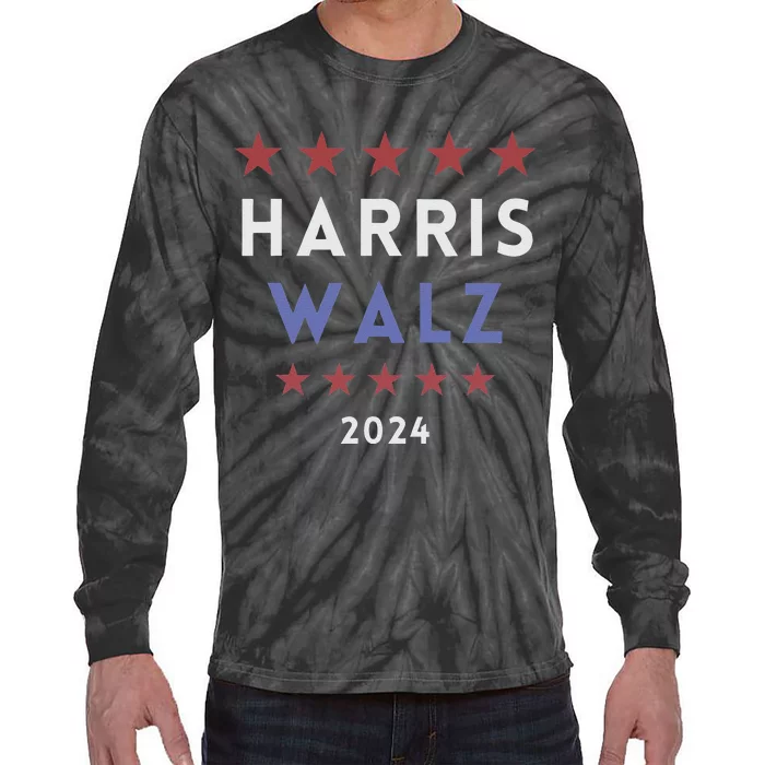 Harris Walz 2024 Kamala Harris 2024 Tim Walz 2024 Usa Flag Tie-Dye Long Sleeve Shirt