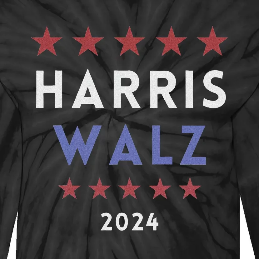 Harris Walz 2024 Kamala Harris 2024 Tim Walz 2024 Usa Flag Tie-Dye Long Sleeve Shirt